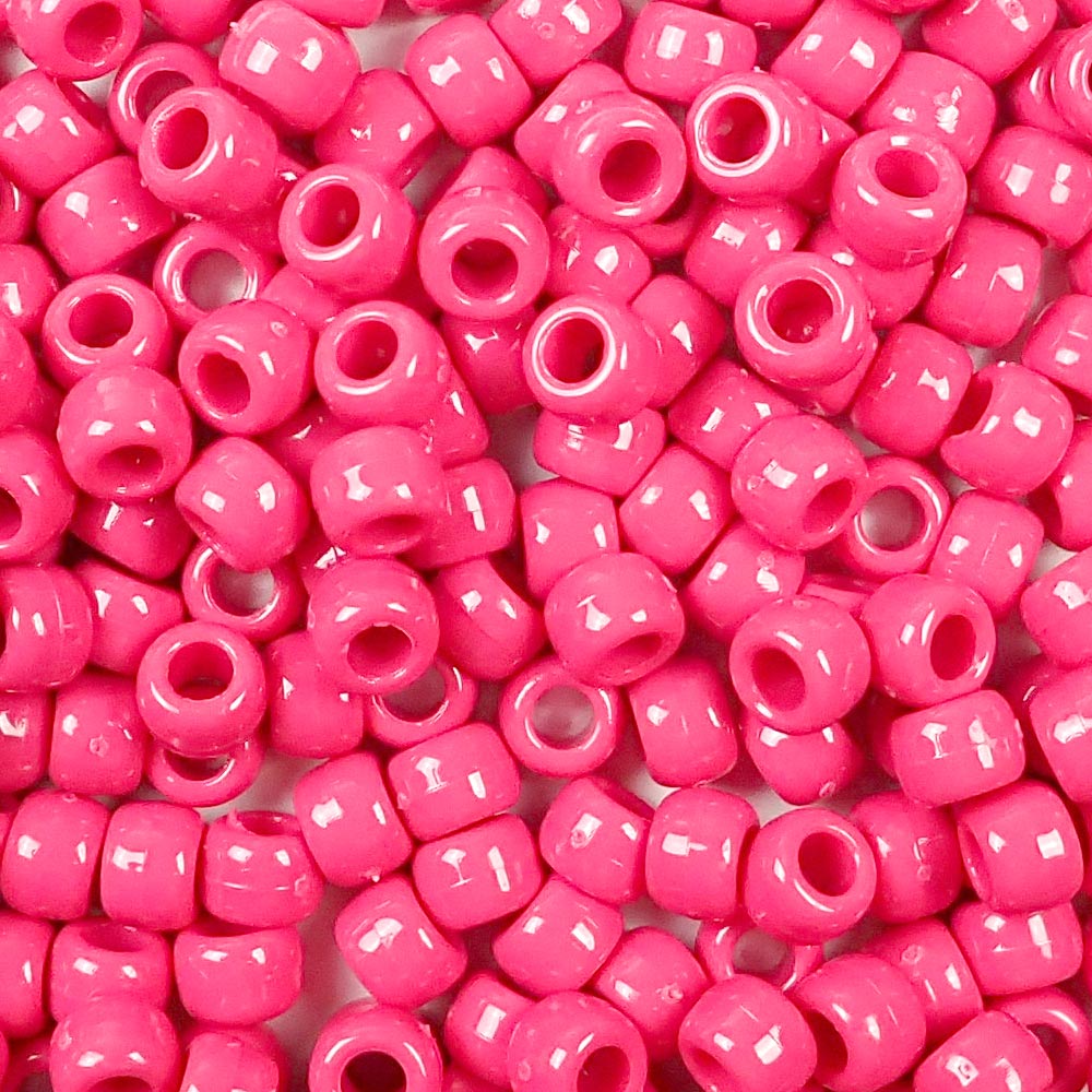Fuchsia Glitter Plastic Craft Pony Beads 6x9mm, Bulk, Made in the USA -  Bead Bee