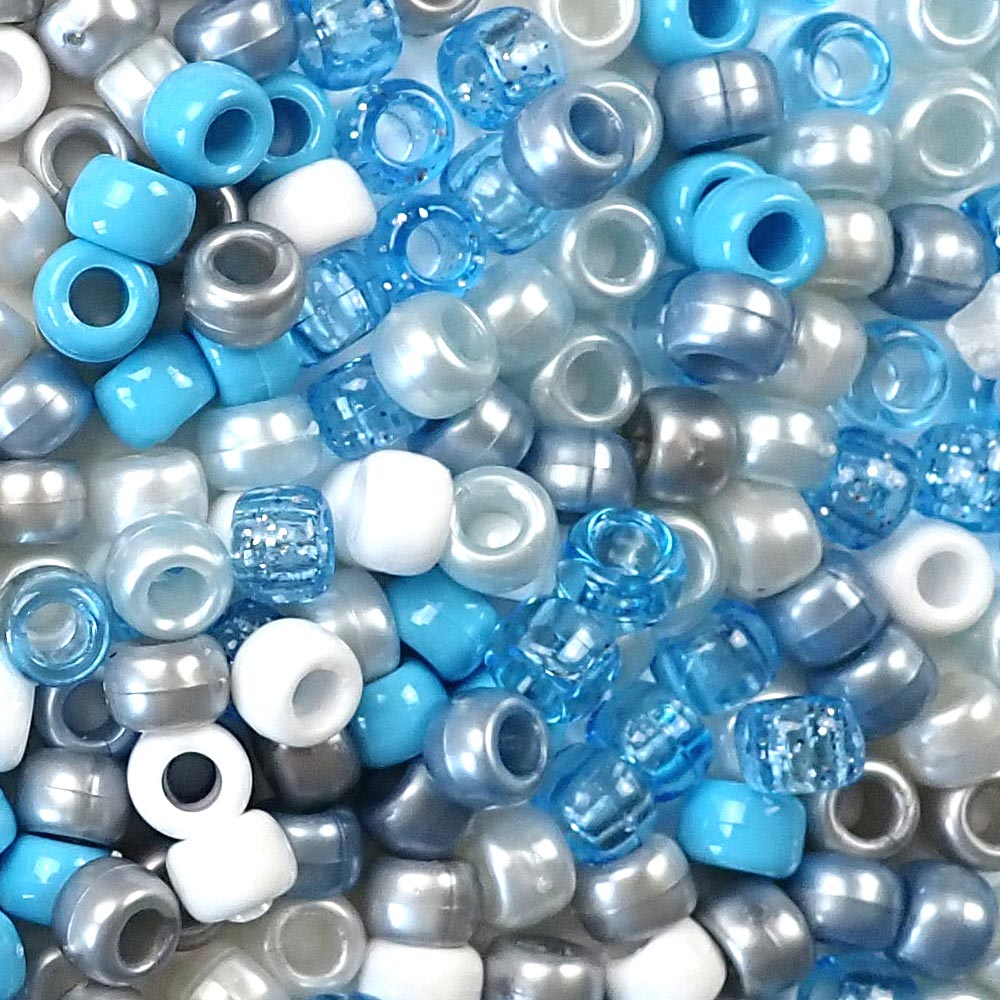 Ice Blue Mix Plastic Craft Pony Beads 6 x 9mm, Bulk, Made in the USA - Pony  Bead Store