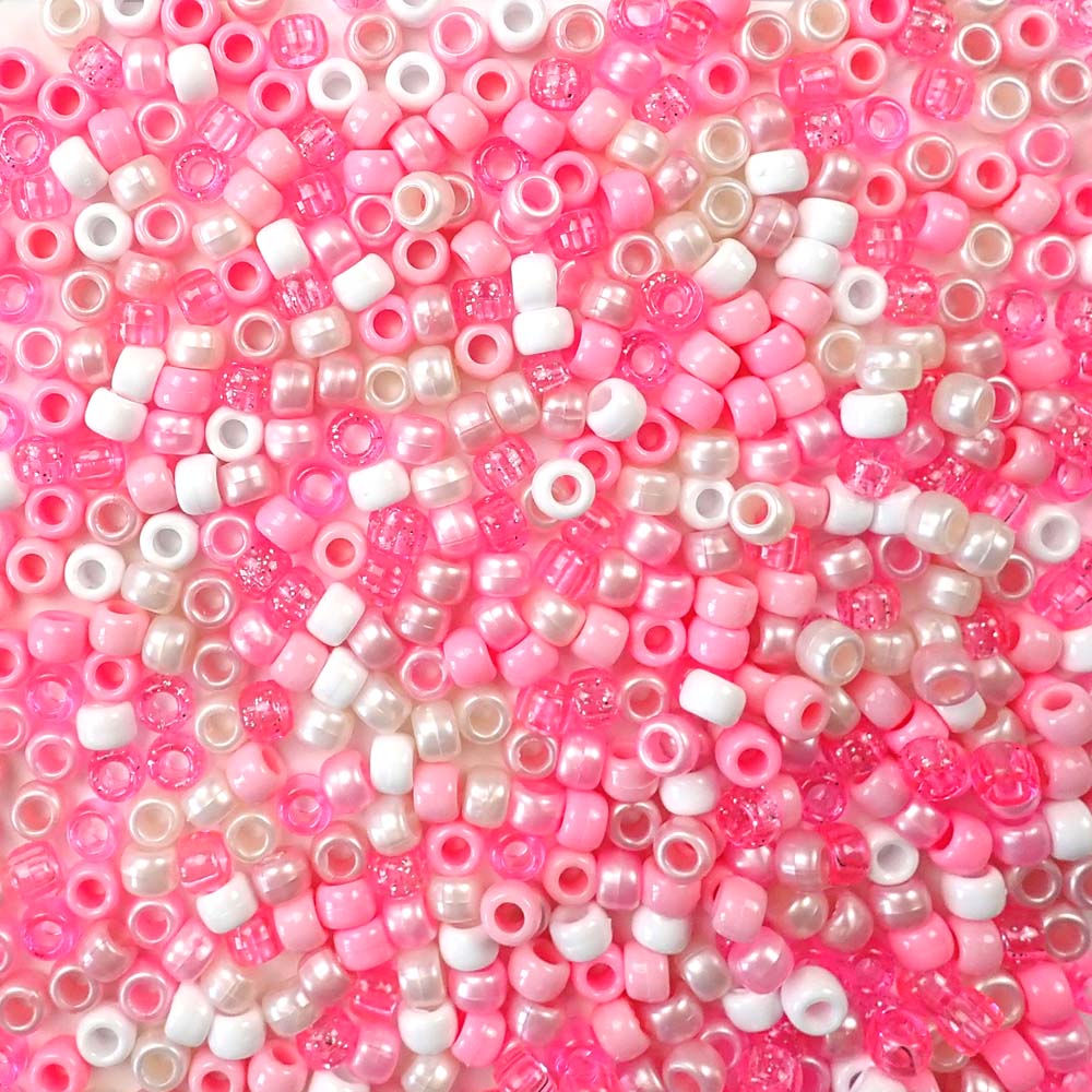 Cool Pearl Multi-color Mix Plastic Pony Beads 6 x 9mm, 500 beads