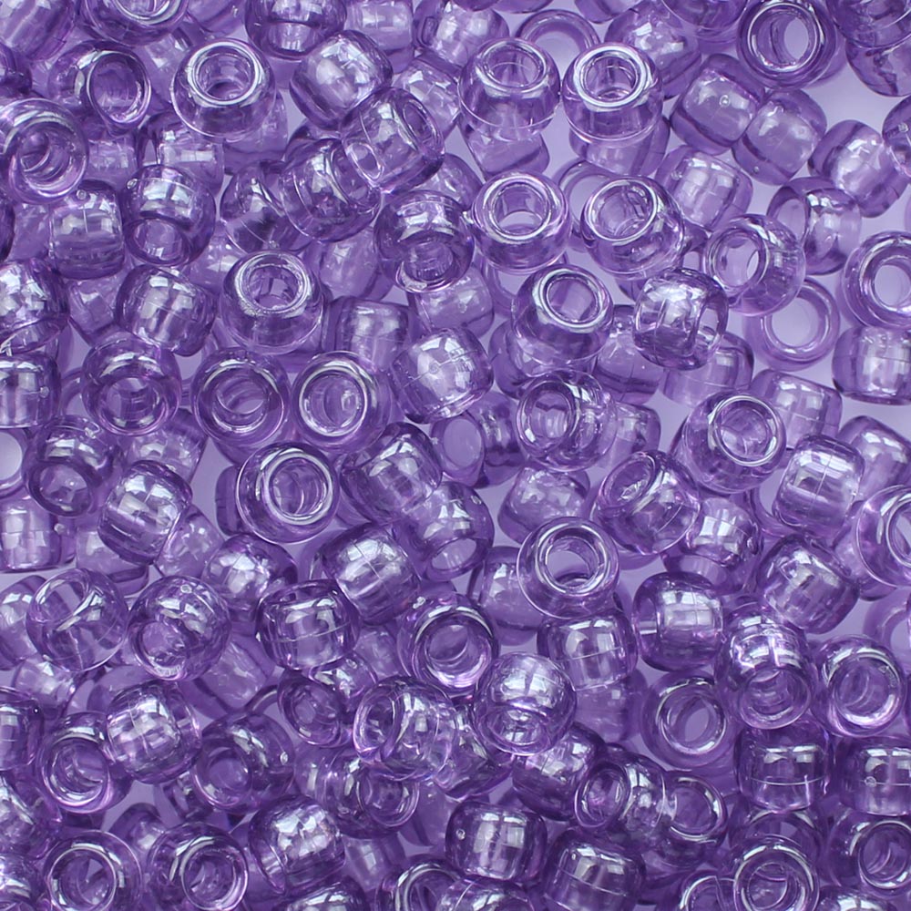 Amethyst Purple Glitter Plastic Pony Beads 6 x 9mm, 500 beads