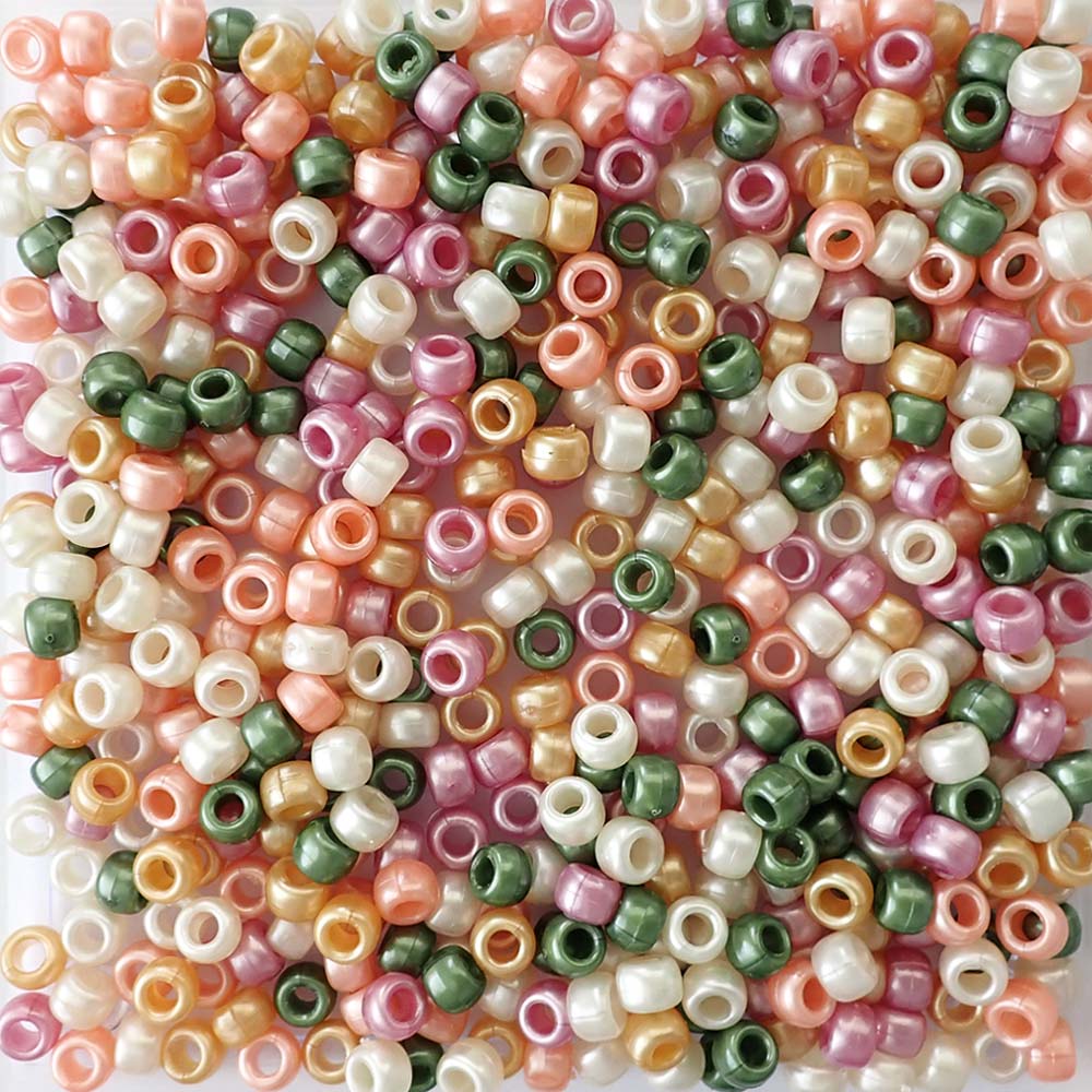 Pastel Pearl Mix 13mm Flower Plastic Beads (120pcs)