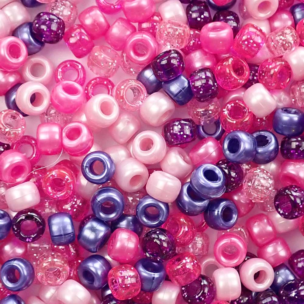 Pink & Purple Mix Craft Pony Beads for bracelets, jewelry, arts crafts -  Pony Beads Plus