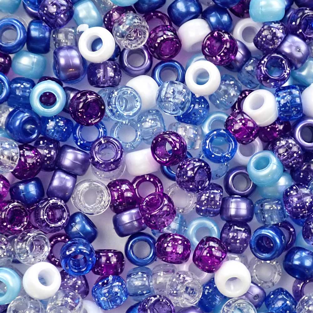 Lavender Sky Mix Plastic Pony Beads 6 x 9mm