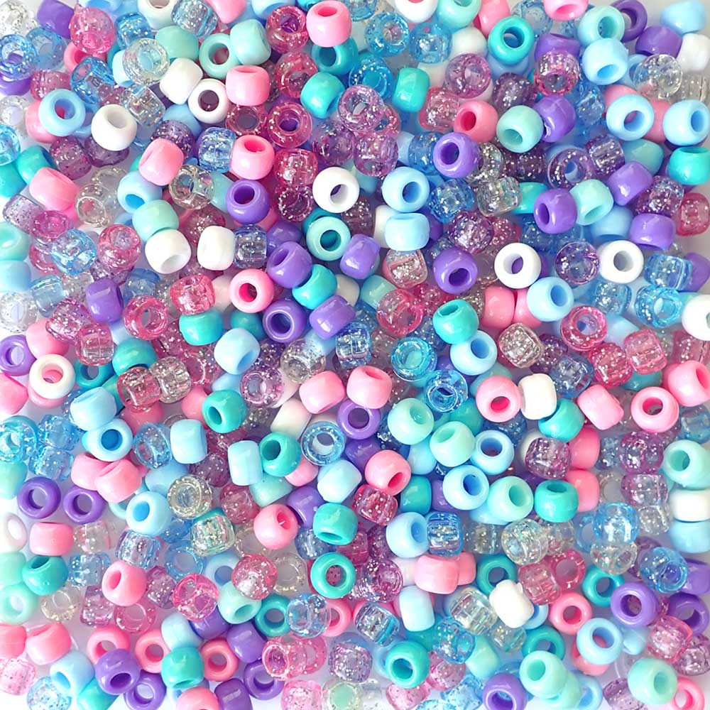 Rainbow Pastel Mix Craft Pony Beads 6 x 9mm Bulk Assortment, USA