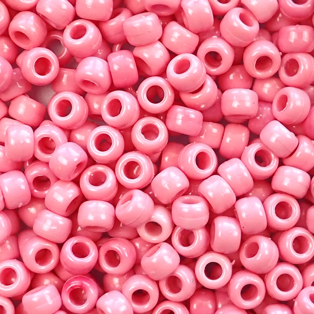 Red Opaque Plastic Pony Beads 6 x 9mm, 500 beads