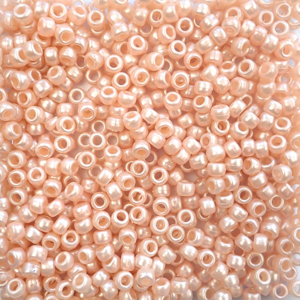 Peach Opaque Plastic Craft Pony Beads 6x9mm, Bulk, Made in the USA