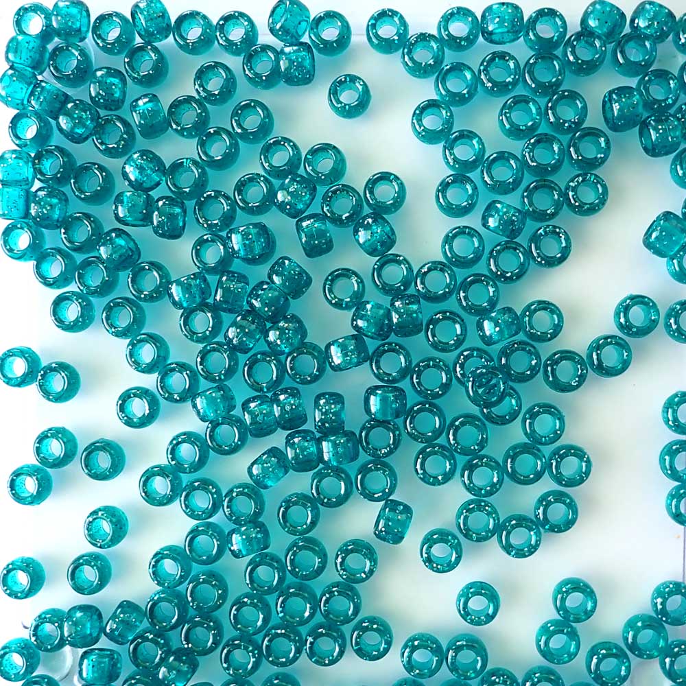 Blue Camouflage Mix Plastic Pony Beads 6 x 9mm, 500 beads