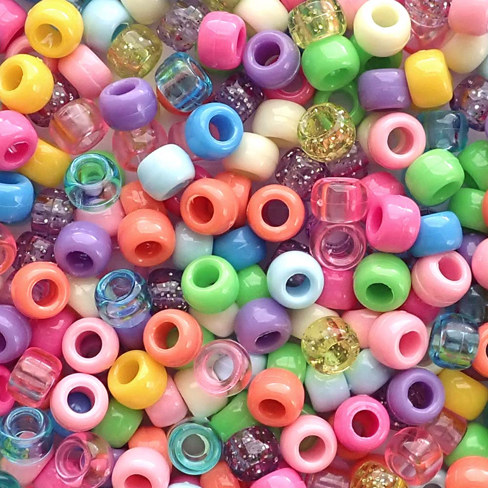 Beach Party Mix Plastic Pony Beads 6x9mm, Made in USA, Craft Beads for  Bracelet Making, Necklaces, DIY Arts Crafts 150 Beads/ Bag 