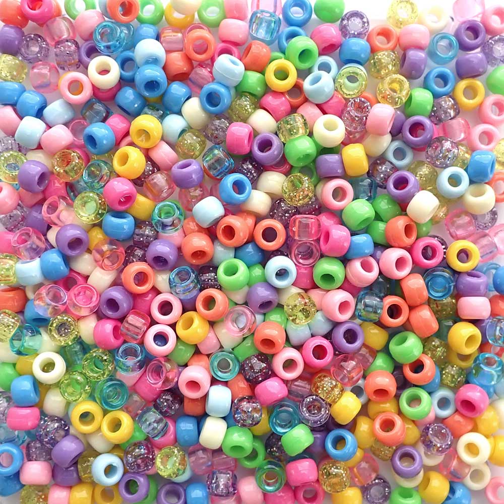 Princess Color Mix Plastic Pony Beads 6 x 9mm