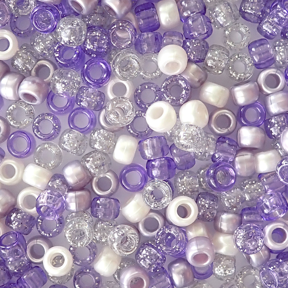 Lilac Purple and White Pony Beads, Lilac Purple Beads for Jewelry Maki