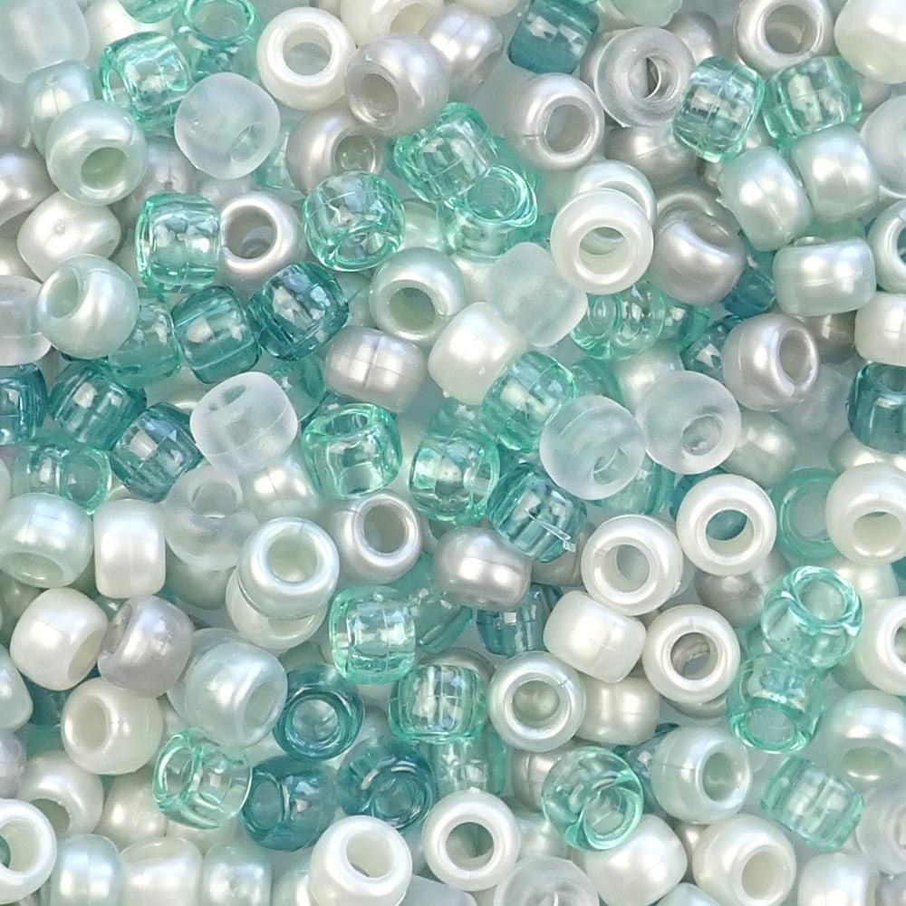 Mermaid Mix Plastic Craft Pony Beads 6 x 9mm Bulk Assortment