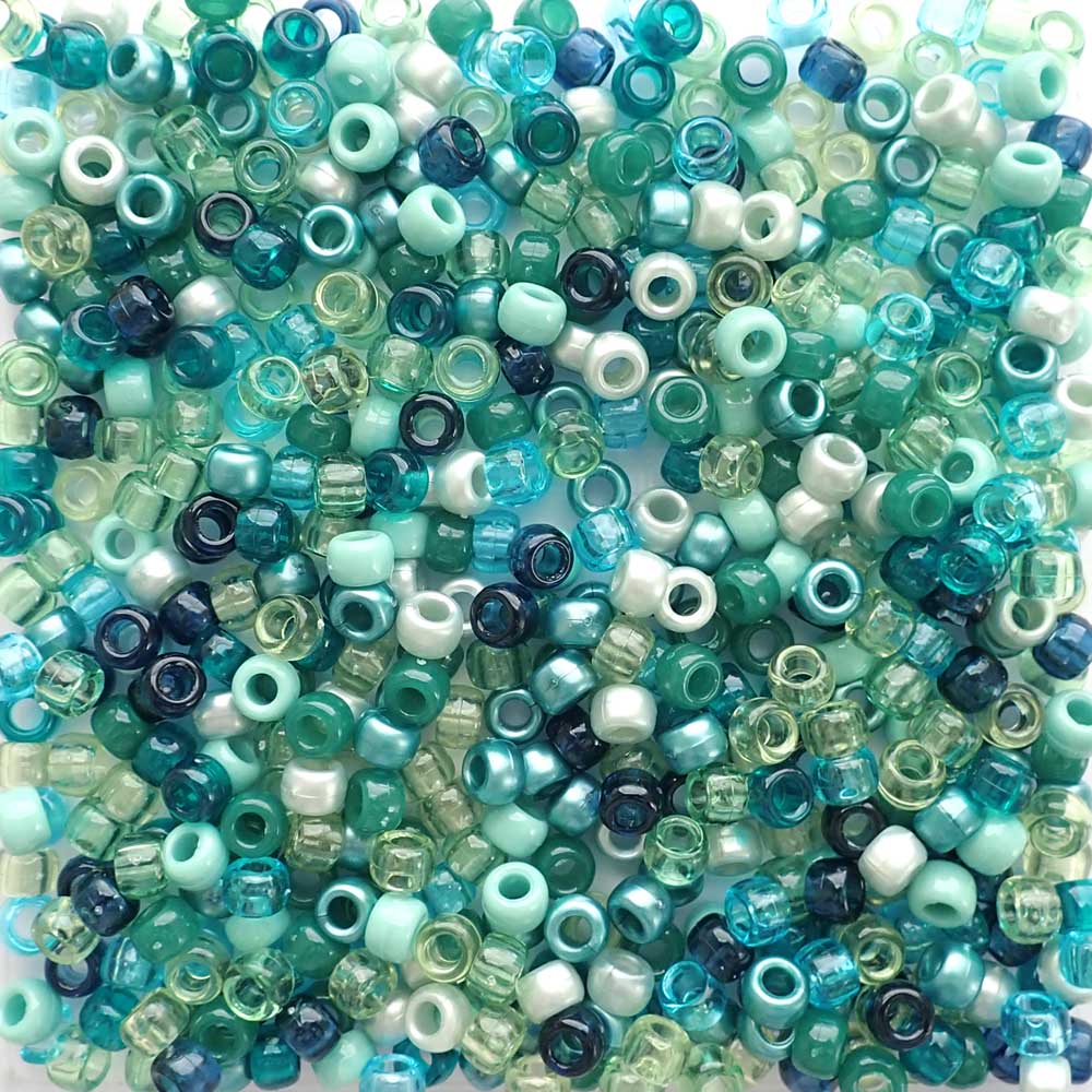 Ice Blue Mix Plastic Craft Pony Beads 6 x 9mm, Bulk, Made in the