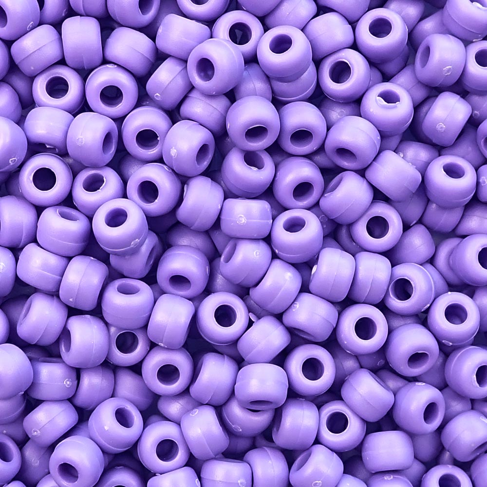 Matte Lilac Purple Opaque Plastic Pony Beads 6 x 9mm, 150 beads