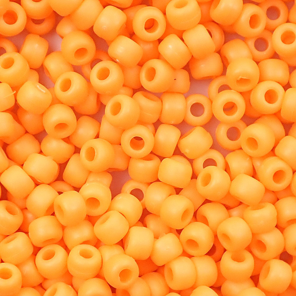 Neon Orange Plastic Craft Pony Beads 6x9mm, 500 beads Bulk Pack