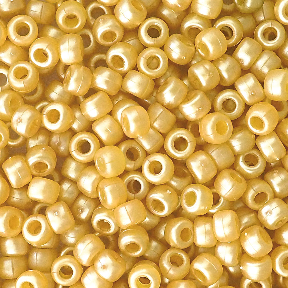 Satin Matte Gold Pearl Plastic Pony Beads 6 x 9mm, 500 beads