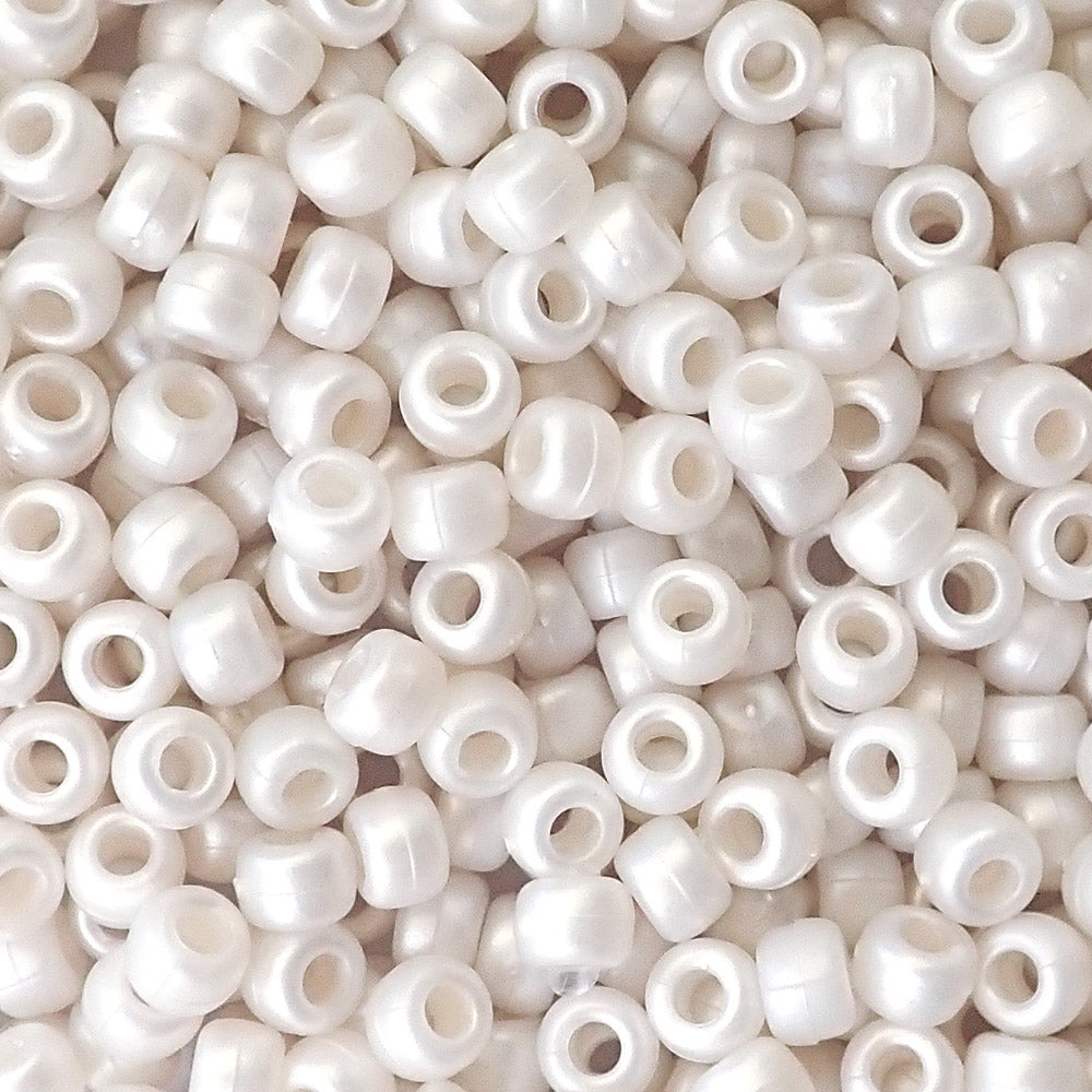 Antique White Pearl Plastic Craft Pony Beads 6x9mm, Made in the USA - Pony  Bead Store
