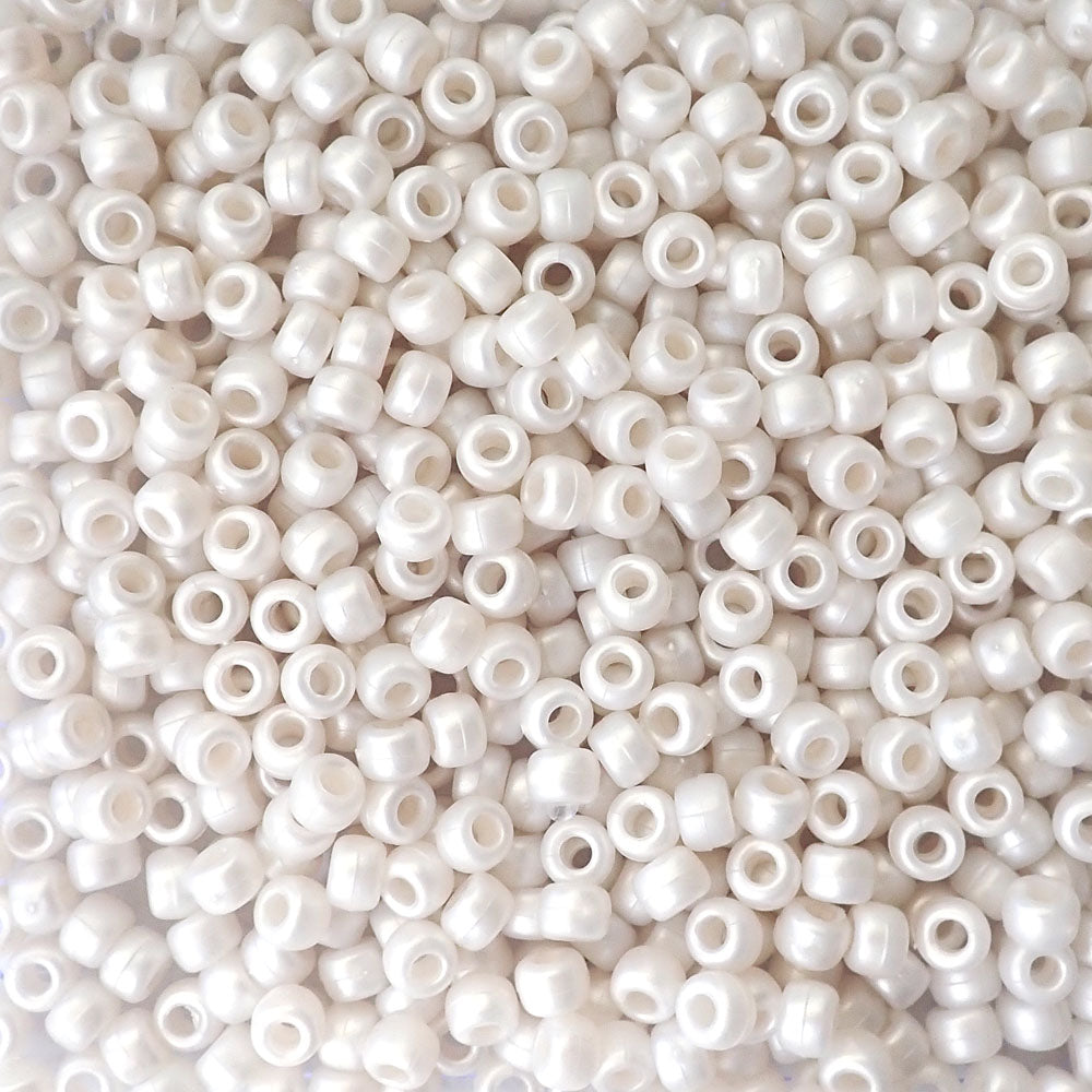 Pony Beads, 9x6mm, Opaque White (650 Pieces)