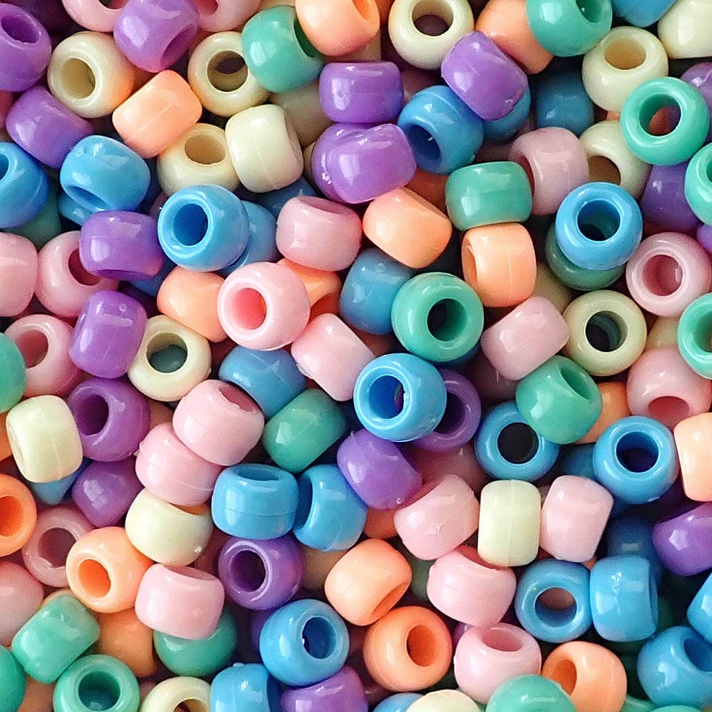 Rainbow Opaque Multi-color Mix Plastic Pony Beads 6 x 9mm