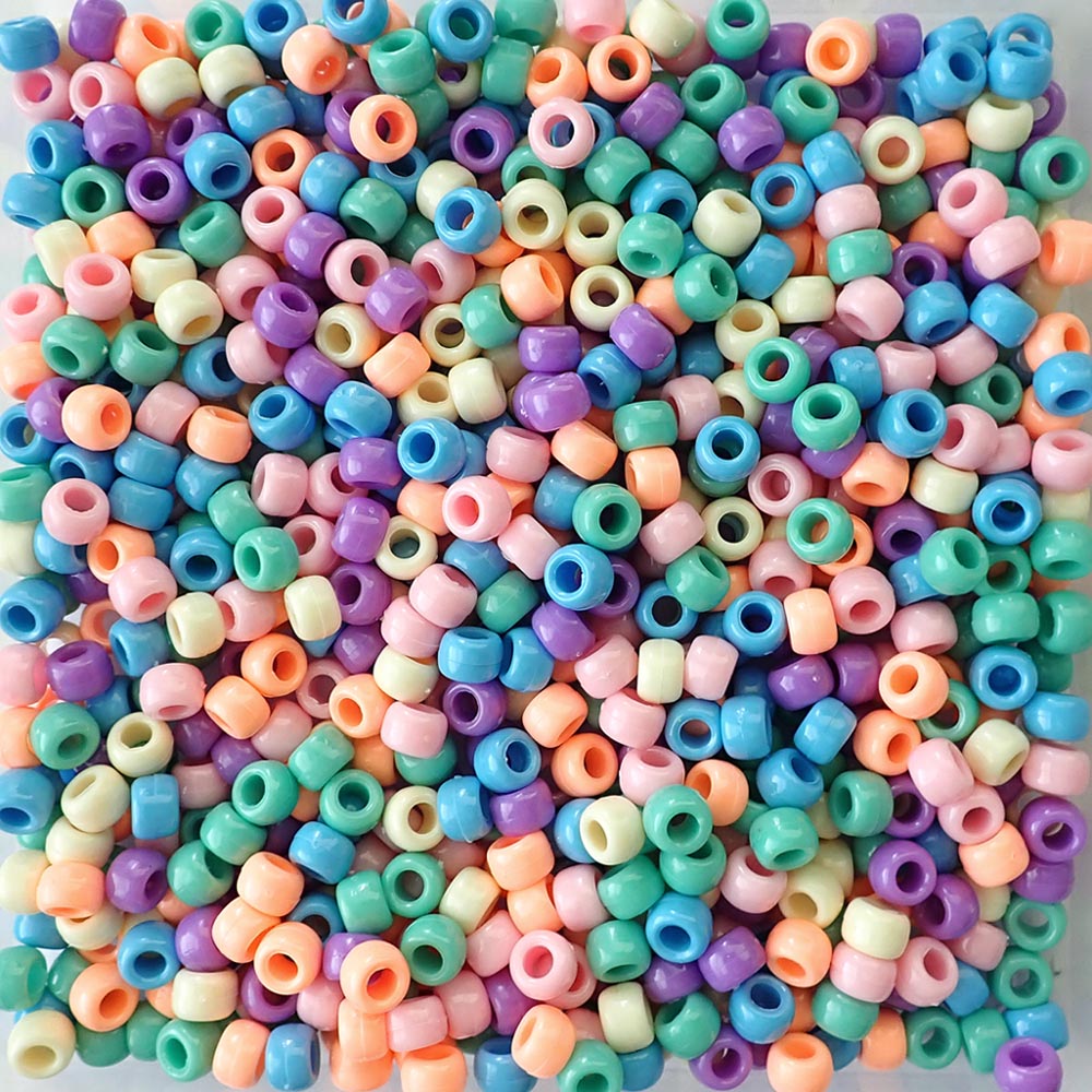 Caribbean Blue Mix Craft Pony Beads 6 x 9mm, Made in USA - Pony Beads Plus