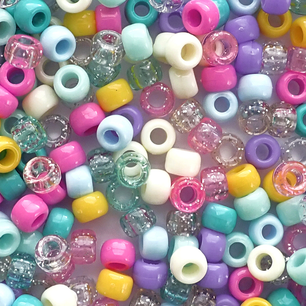 Plastic White Mixed Alphabet Beads, Round 7mm, (Horizontal), 1000 beads