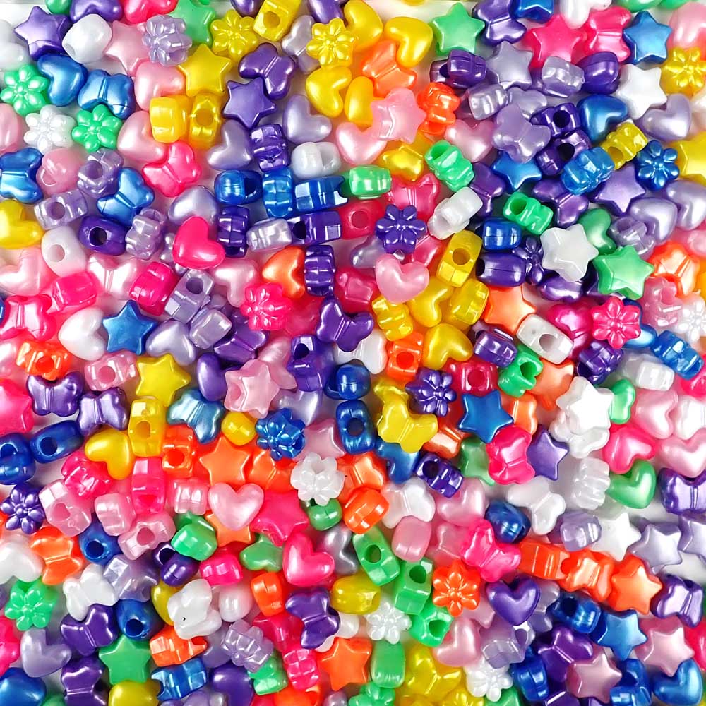 Heart Plastic Pony Beads, 13mm, Dark Purple Pearl, 125 beads