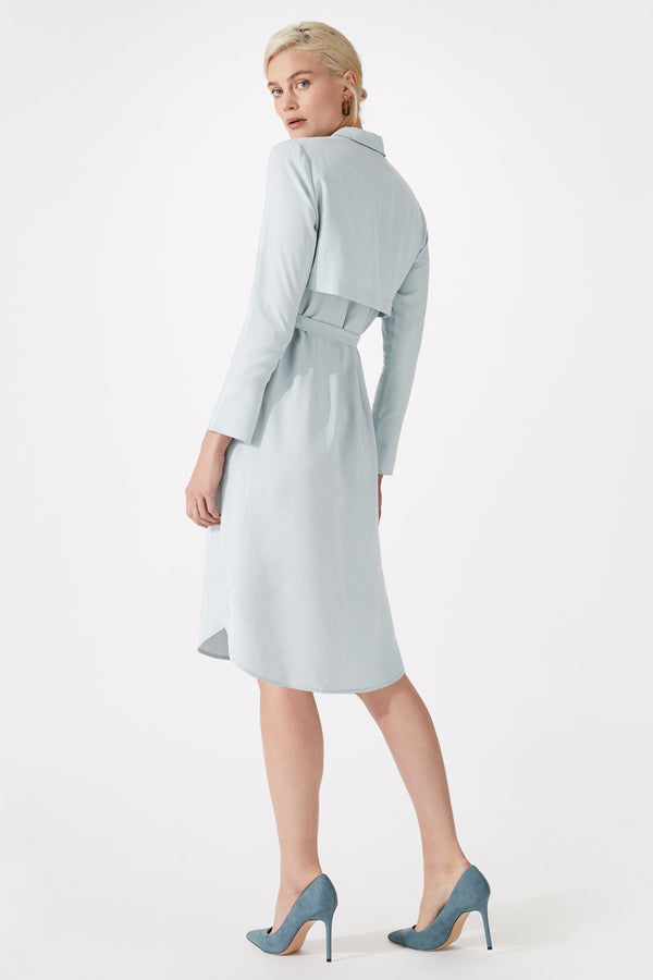 Suffolk Cornflower Blue Shirt Dress - Libby London