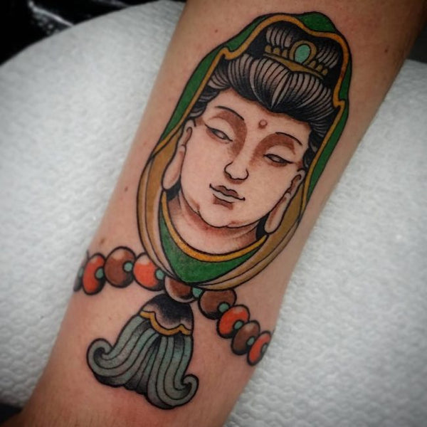 tatouage bouddha tête de bouddha coloré