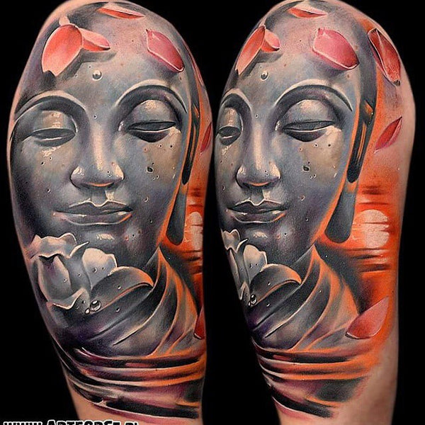 tatouage bouddha bras complet