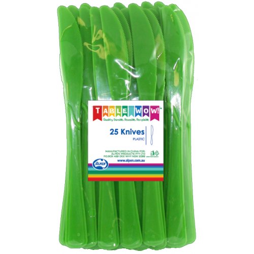 Lime Green Plastic Knives - Pack of 25