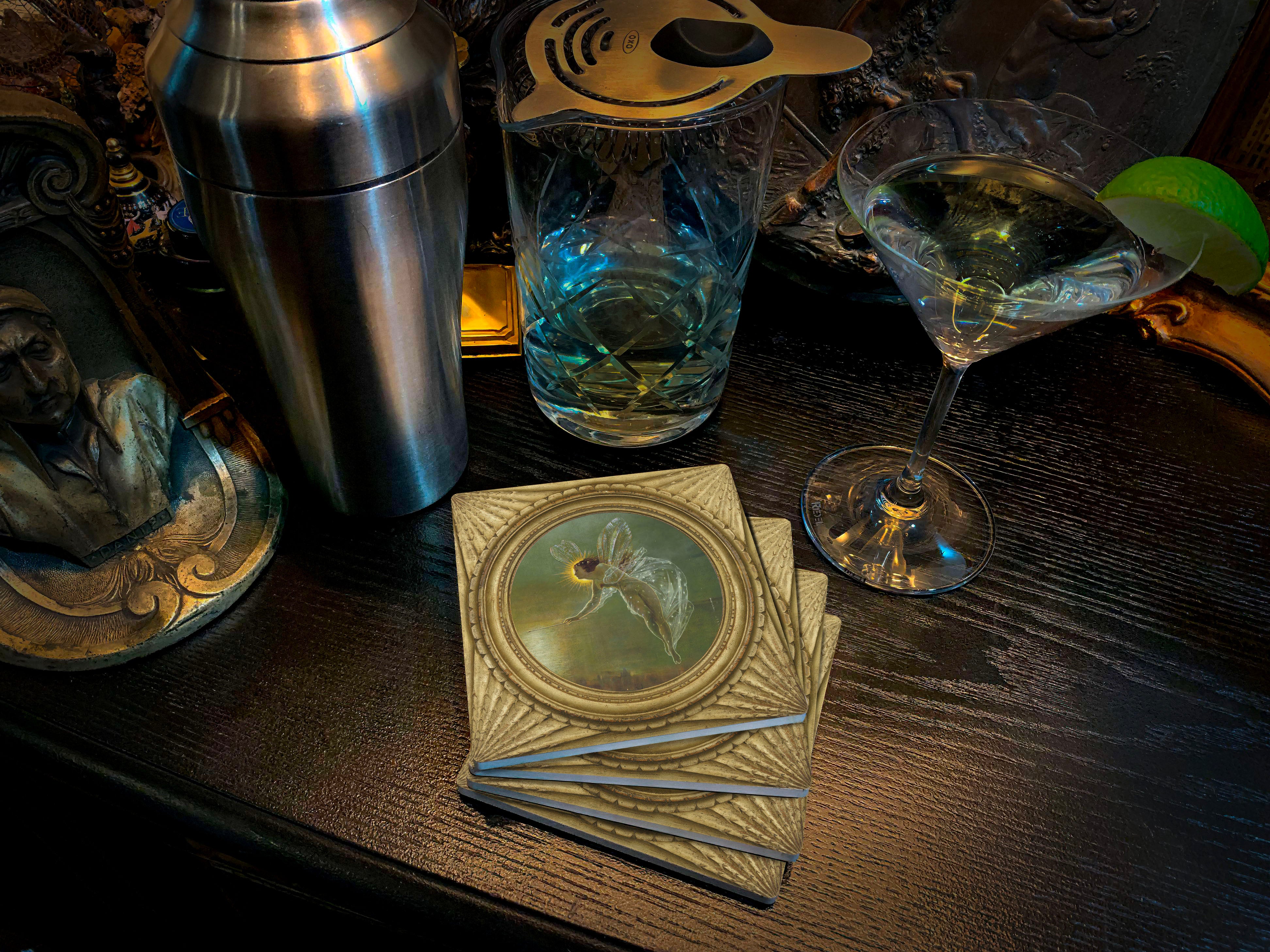 Spirit of the Night by John Atkinson Grimshaw, Drink Coasters, Made from Stone with a Cork Backing, Set of 4
