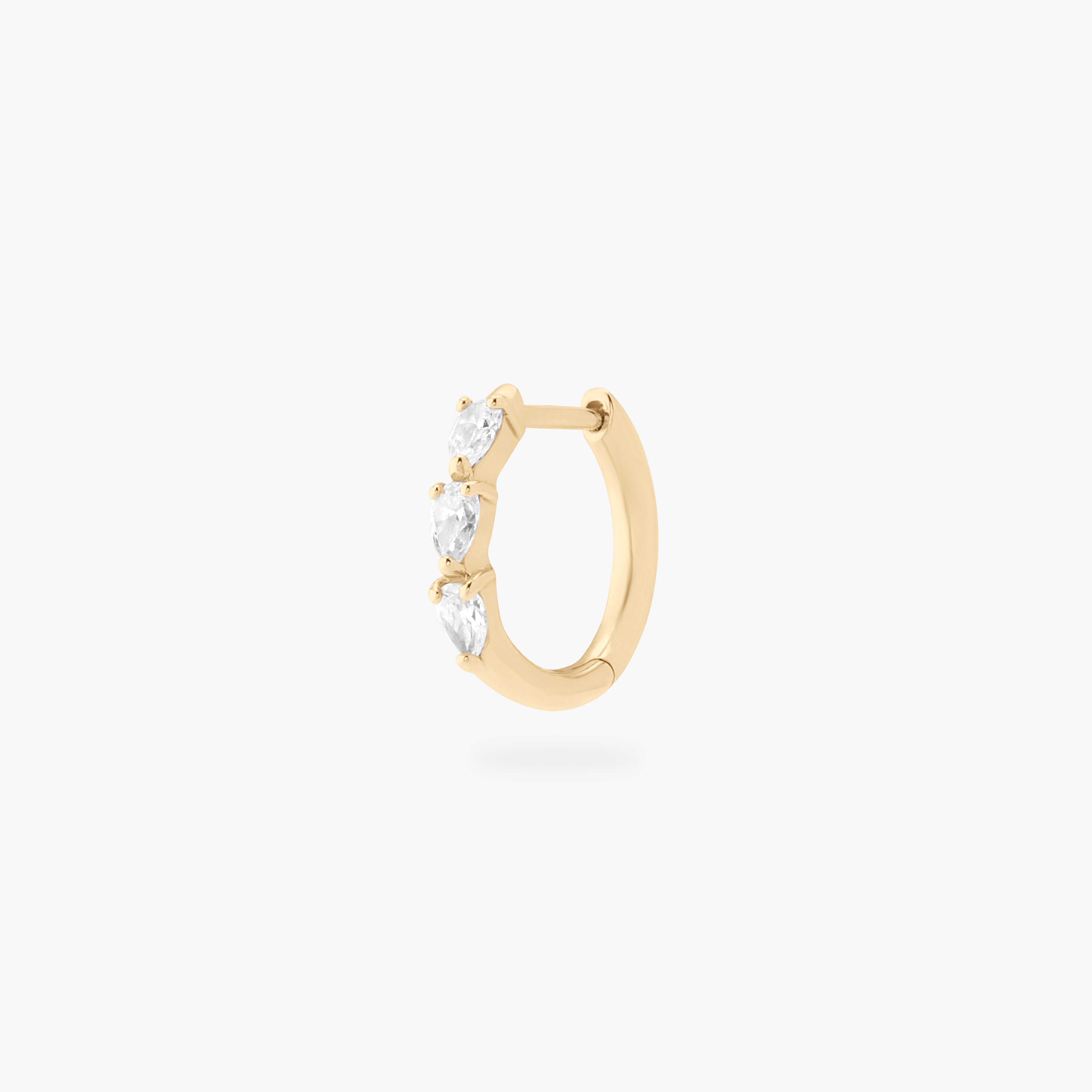 14K Mini Pear Diamond Huggie