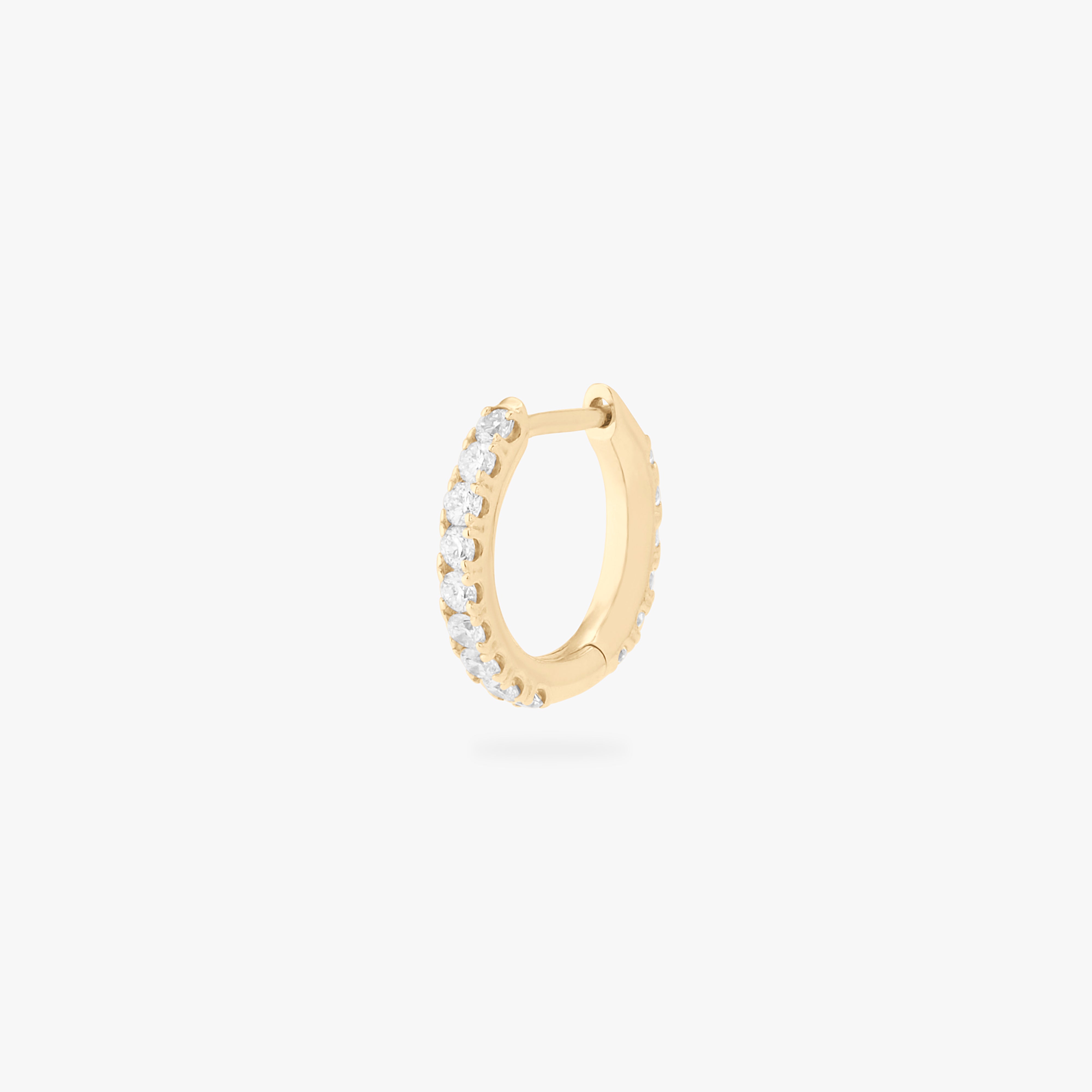 14K Mini Round Pave Diamond Huggie