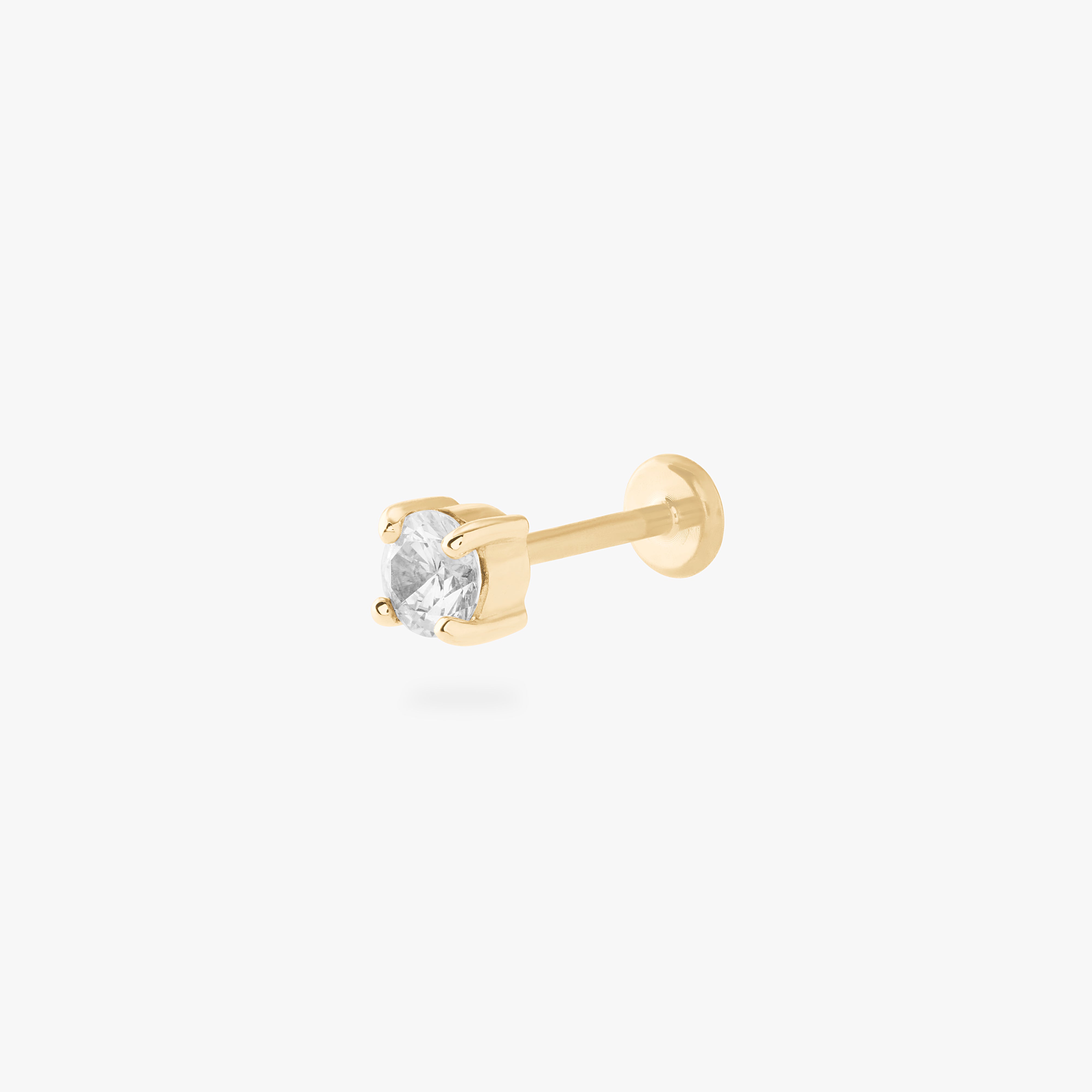 14K 4mm CZ Flatback Stud