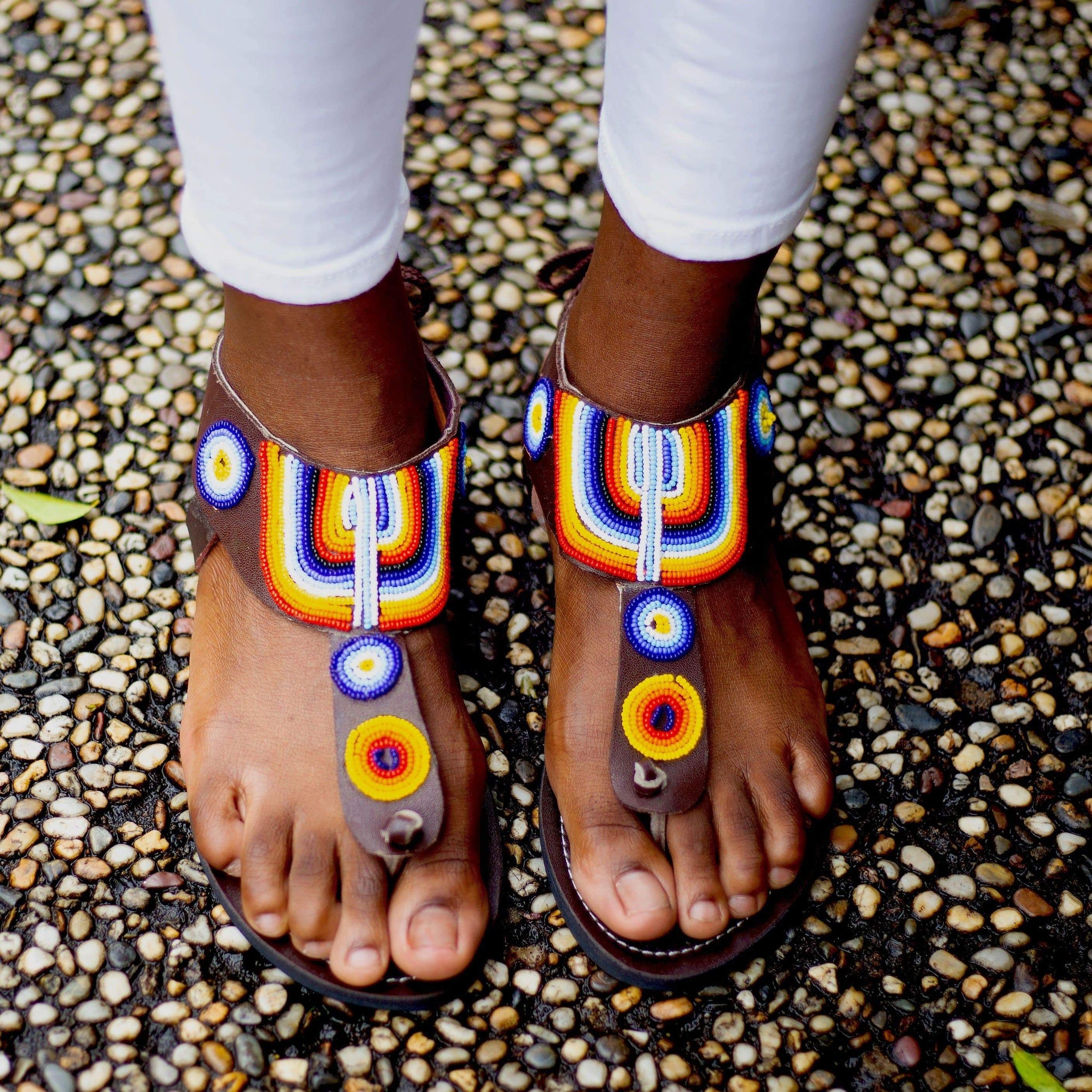 rainbow coloured sandals