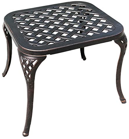 Homefun Patio End Table Outdoor Side Table Cast Aluminum Metal Furnit Dododata