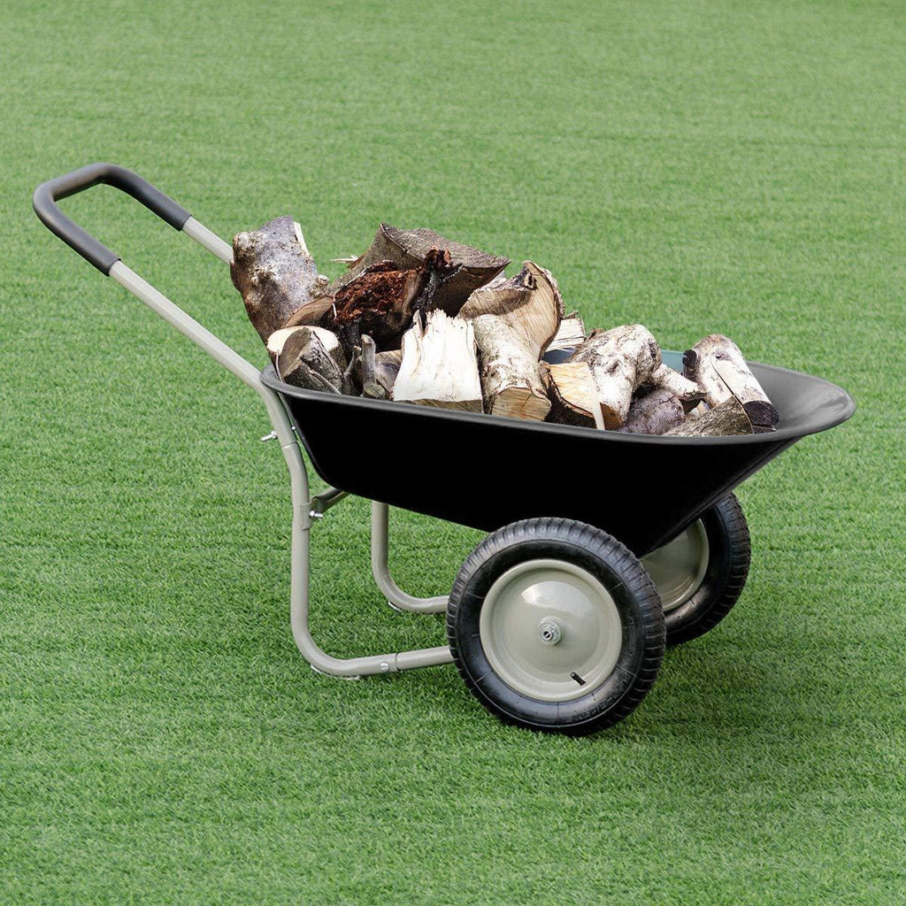 Giantex 2 Tire Wheelbarrow Yard Garden Cart Heavy Duty Landscape