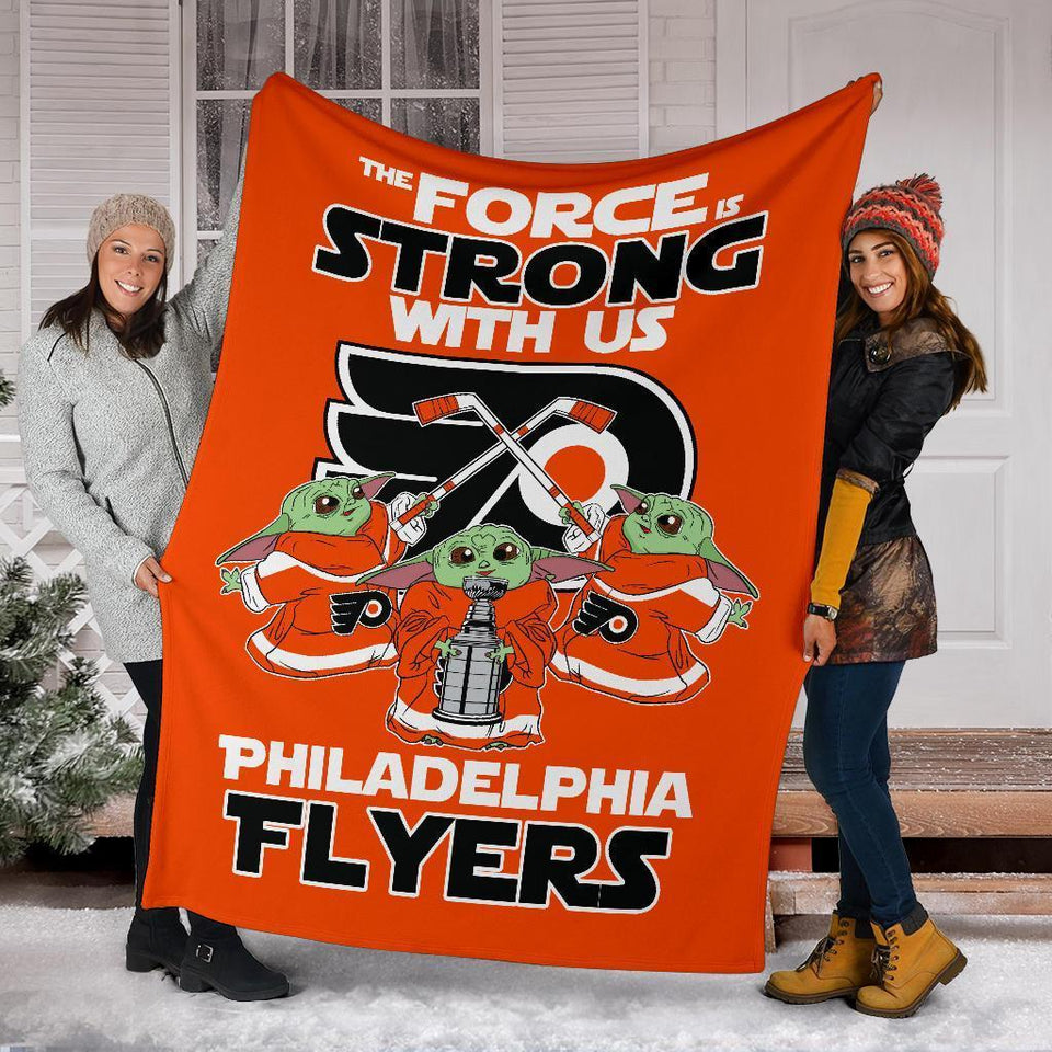 Philadelphia Flyers Baby Yoda Fleece Blanket The Force Strong Perfect Ivy