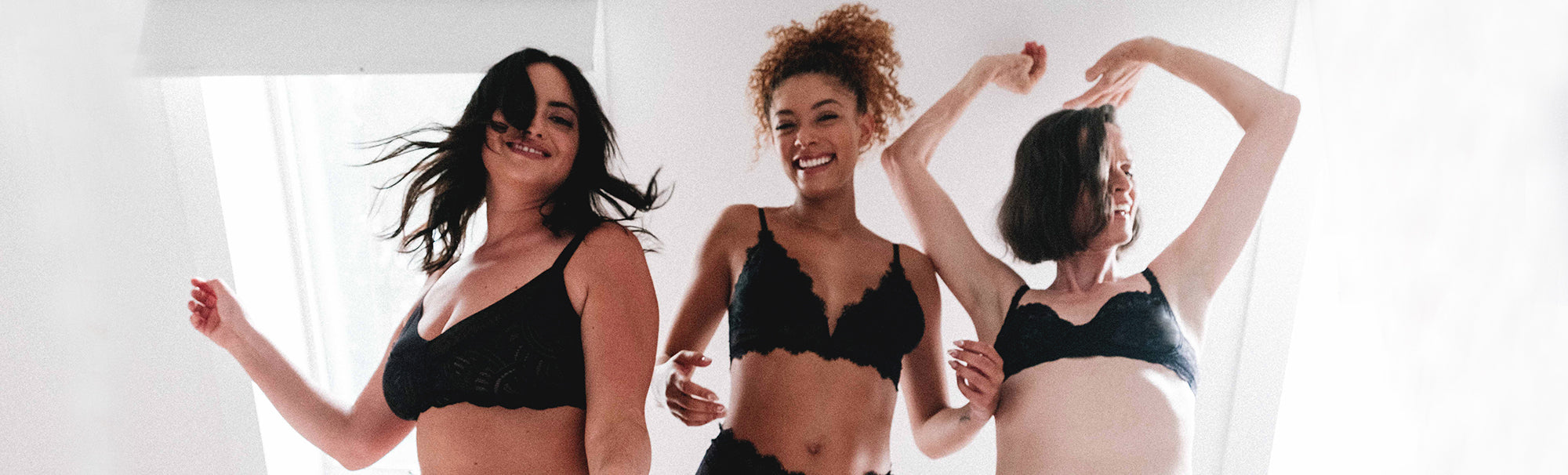 Three women in Cosabella bras. Bra packs category.