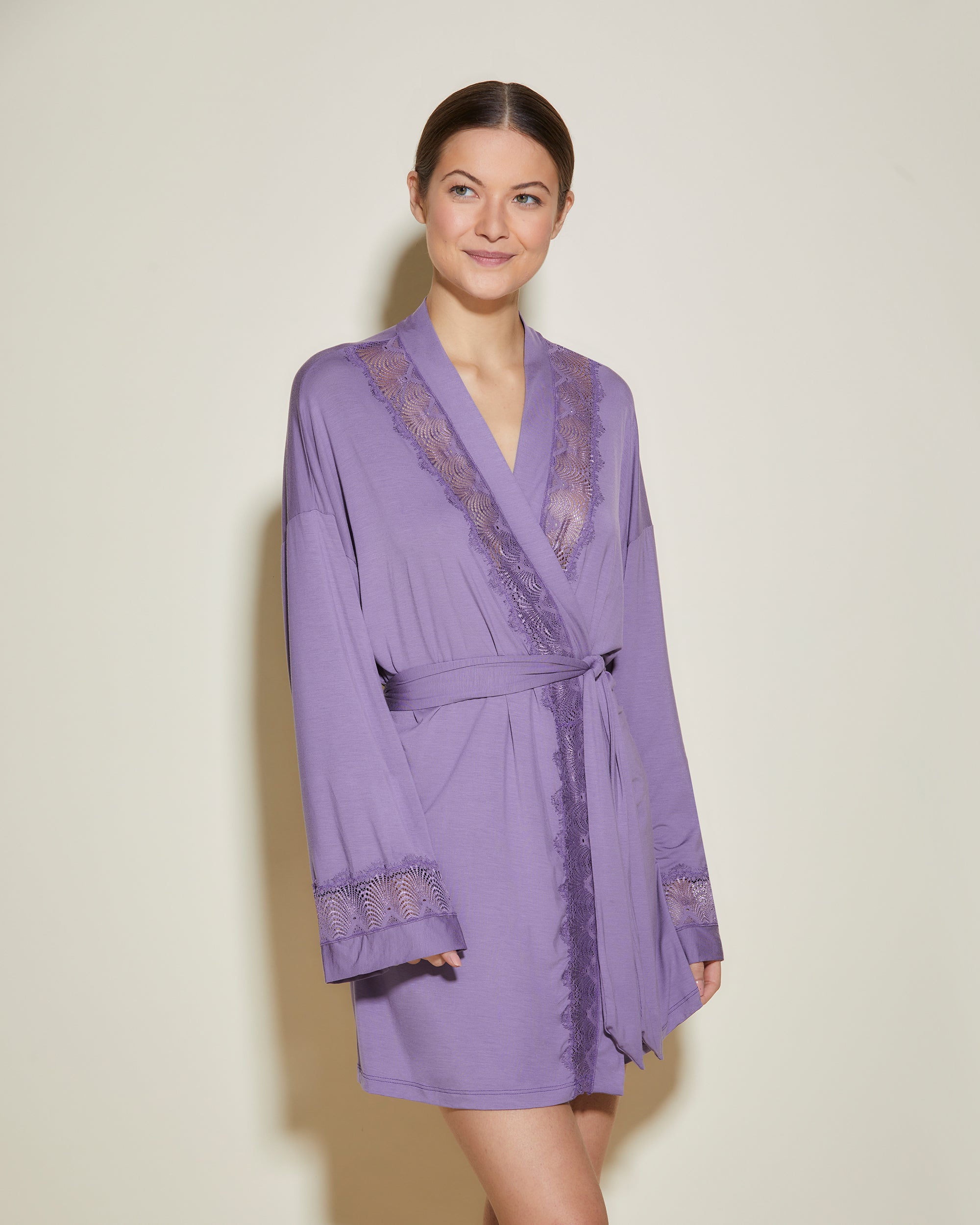cosabella women's allure sleep robe, purple, xlarge, jersey robe