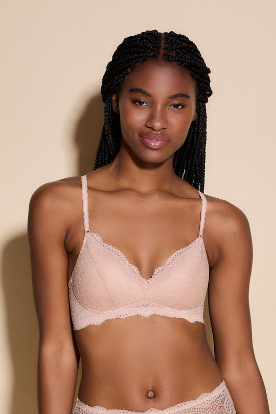 Buy CheBelle Soft Padded Knitted Bra for Womens (Peach) at