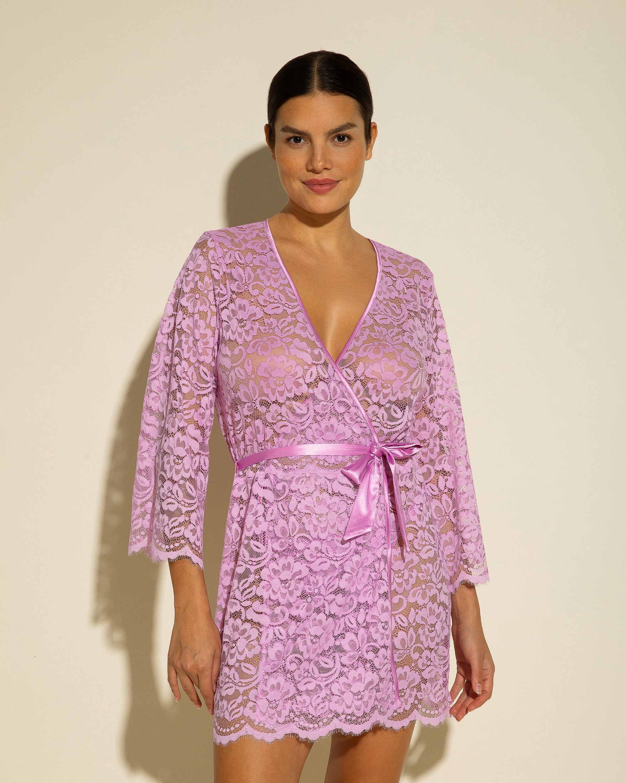 cosabella women's magnolia robe, purple, large, lace robe