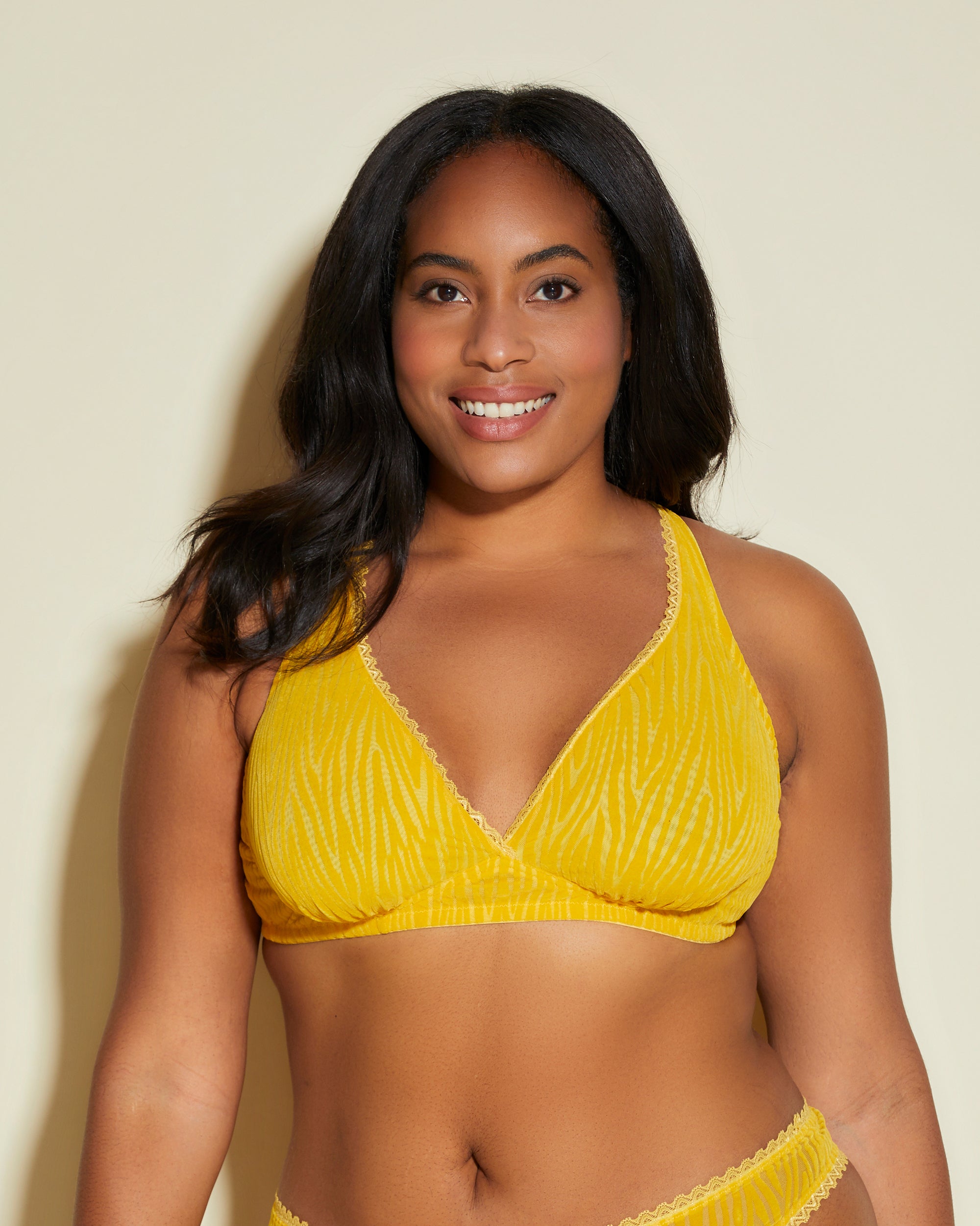 Cosabella Women's Mesh Temptation Extended Bralette, Yellow, 2X Size, Mesh Bralette