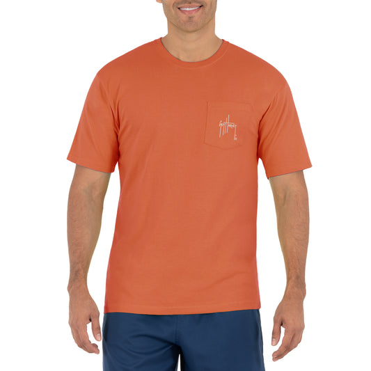 Guy Harvey Men's Jumping Marlin II Realtree Orange Short Sleeve Pocket T-Shirt, Size: Medium