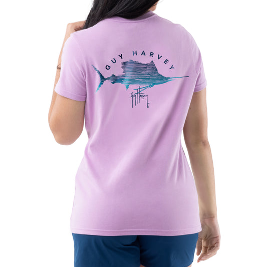 Guy Harvey | Ladies Sailfish Rays Long Sleeve V-Neck T-Shirt, Small