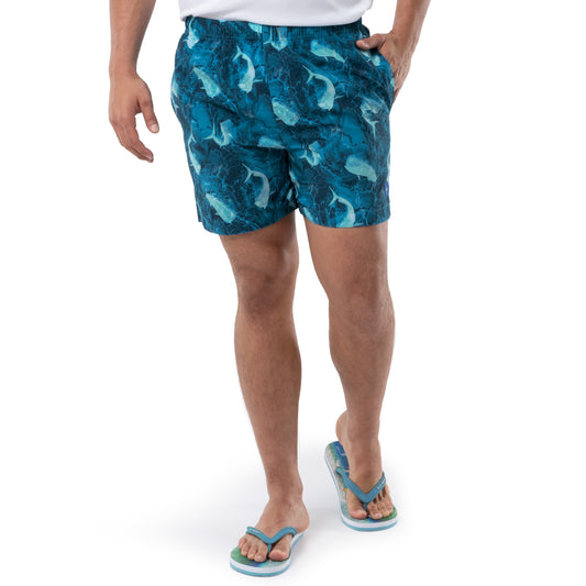 Spyder Men's 7 Standard Volley Geometric-Print Swim Trunks