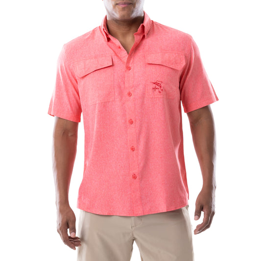 Men's Performance Fishing Shirt | Short Sleeve | Button Down | Vented |  100% Cotton