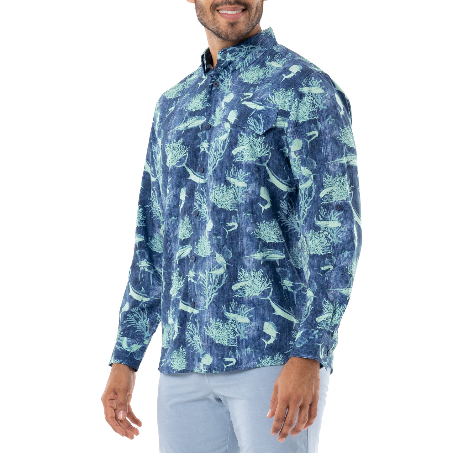 Men's Denim Shells Long Sleeve Fishing Shirt – Guy Harvey