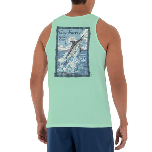 Men's Fishing Paradise Green Tank Top | Guy Harvey S