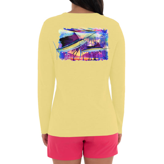 Ladies Sunset Long Sleeve Purple T-Shirt – Guy Harvey