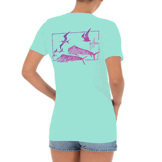 Guy Harvey Women's Mahi Magic Short Sleeves Tee, Size: 2XL, Blue